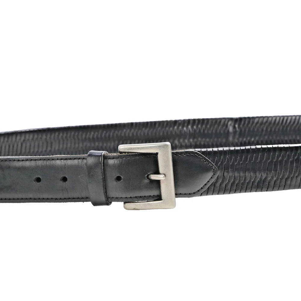 Vintage Coach Black Leather Belt Basketweave Scale Textured Buckle Dress 40 100